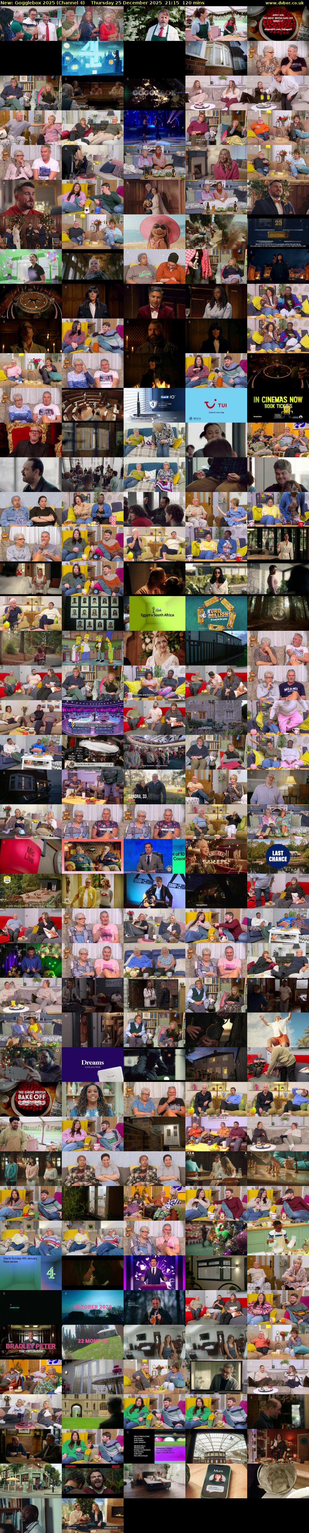 Gogglebox 2025 (Channel 4) Thursday 25 December 2025 21:15 - 23:15