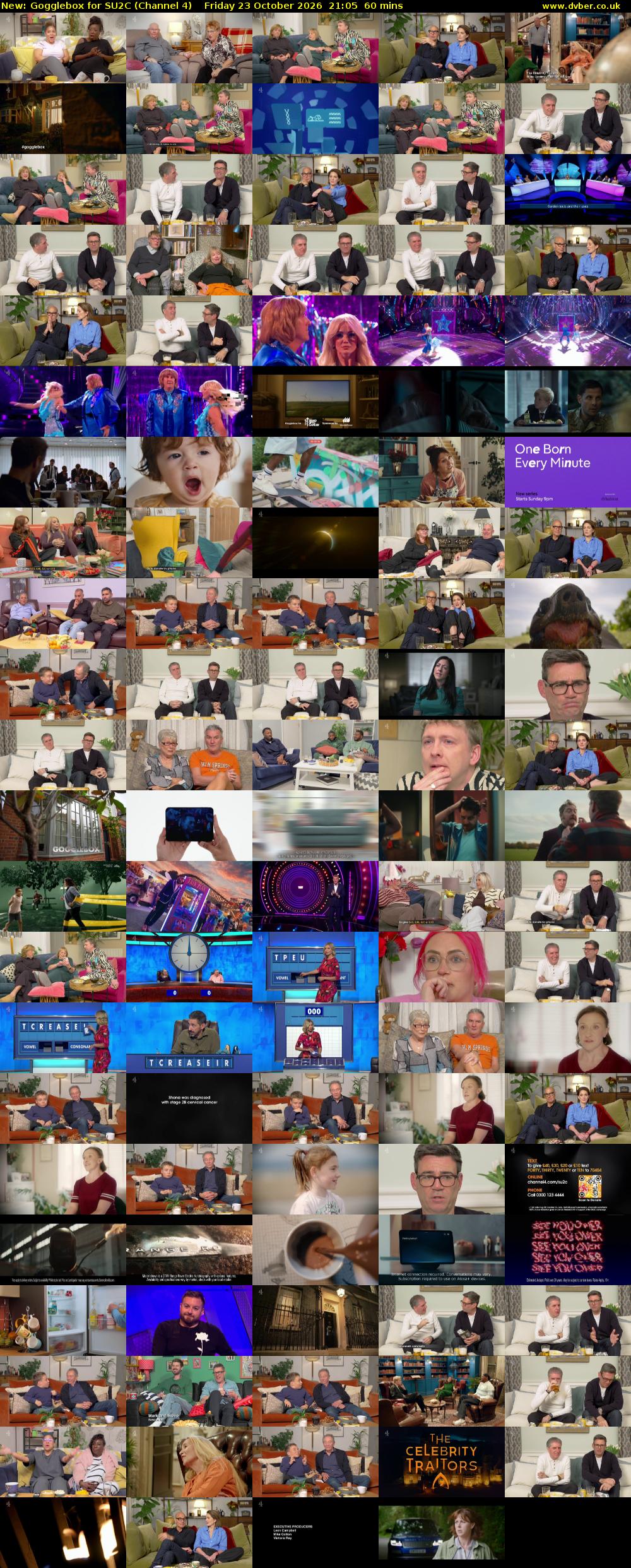 Gogglebox for SU2C (Channel 4) Friday 23 October 2026 21:05 - 22:05