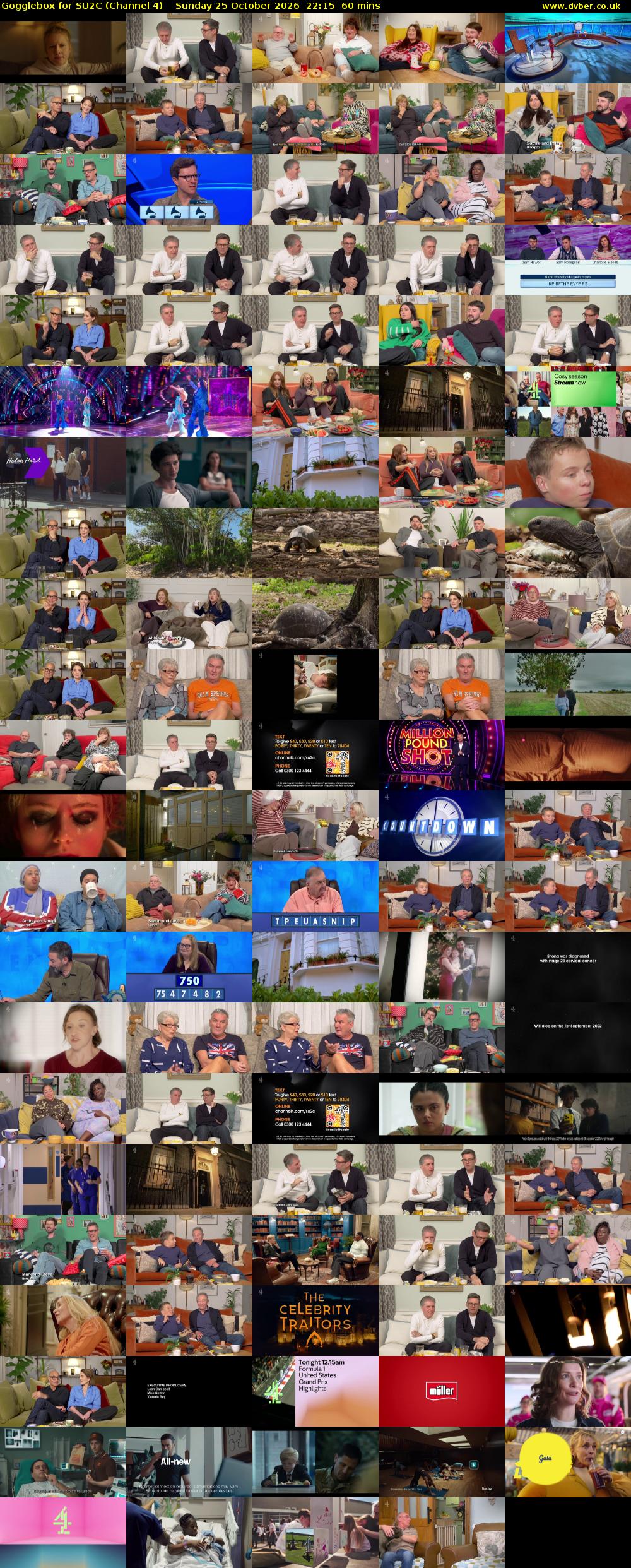 Gogglebox for SU2C (Channel 4) Sunday 25 October 2026 22:15 - 23:15