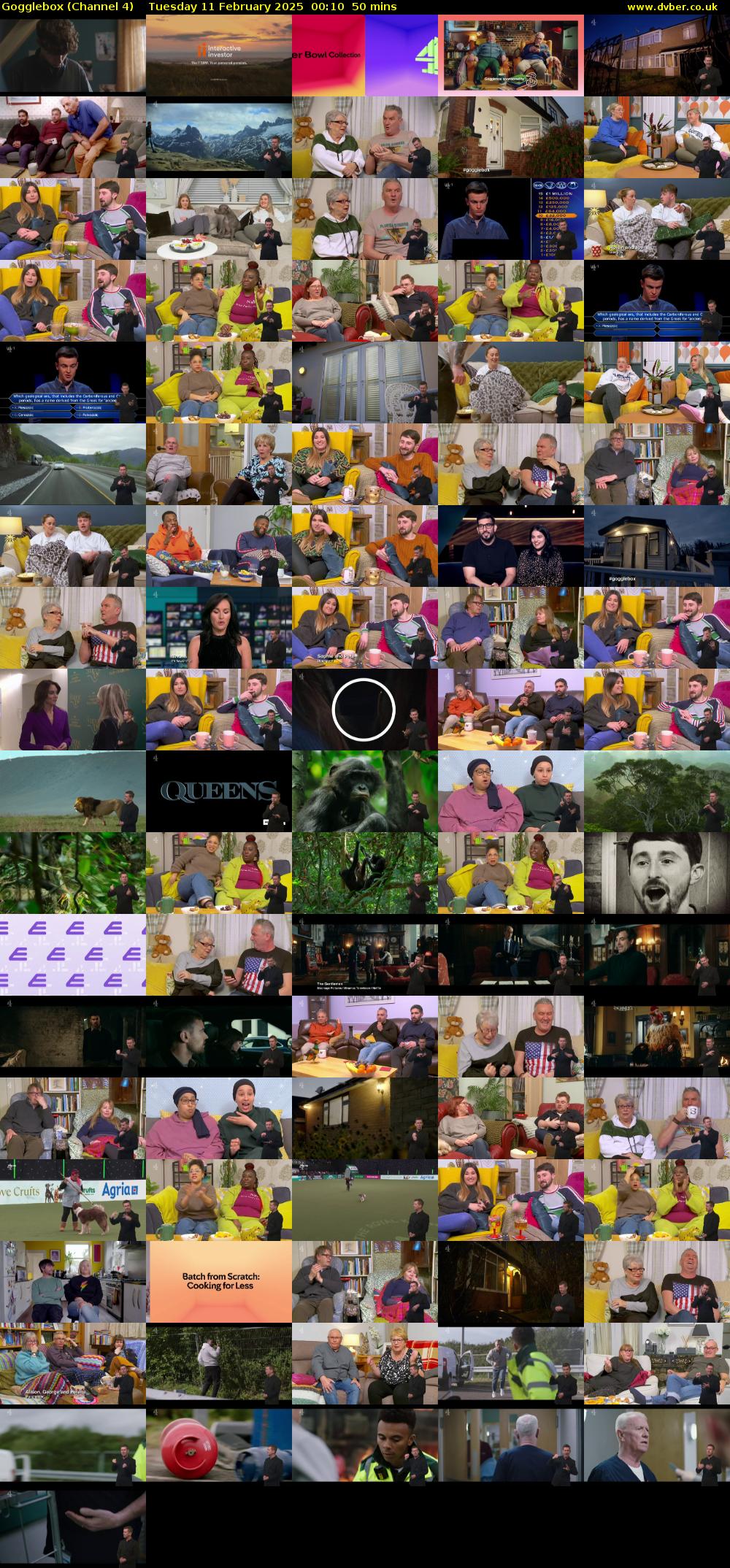 Gogglebox (Channel 4) Tuesday 11 February 2025 00:10 - 01:00