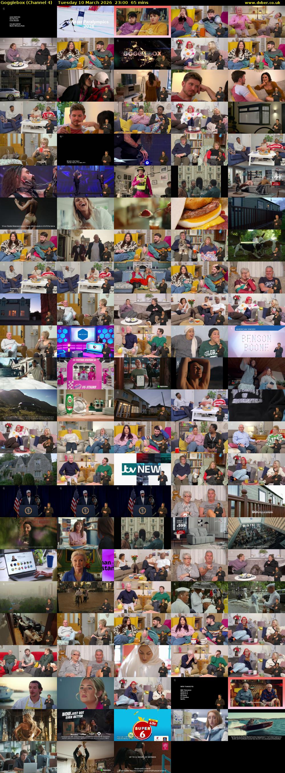 Gogglebox (Channel 4) Tuesday 10 March 2026 23:00 - 00:05