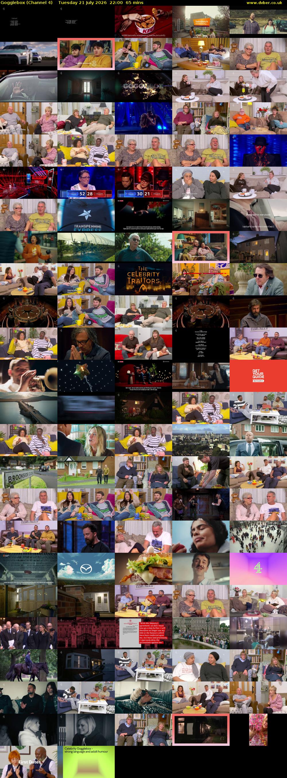 Gogglebox (Channel 4) Tuesday 21 July 2026 22:00 - 23:05