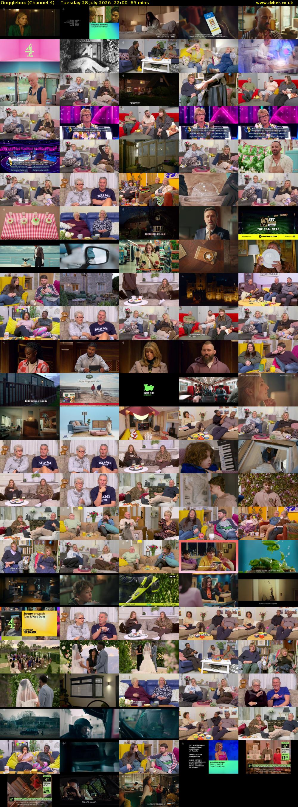 Gogglebox (Channel 4) Tuesday 28 July 2026 22:00 - 23:05