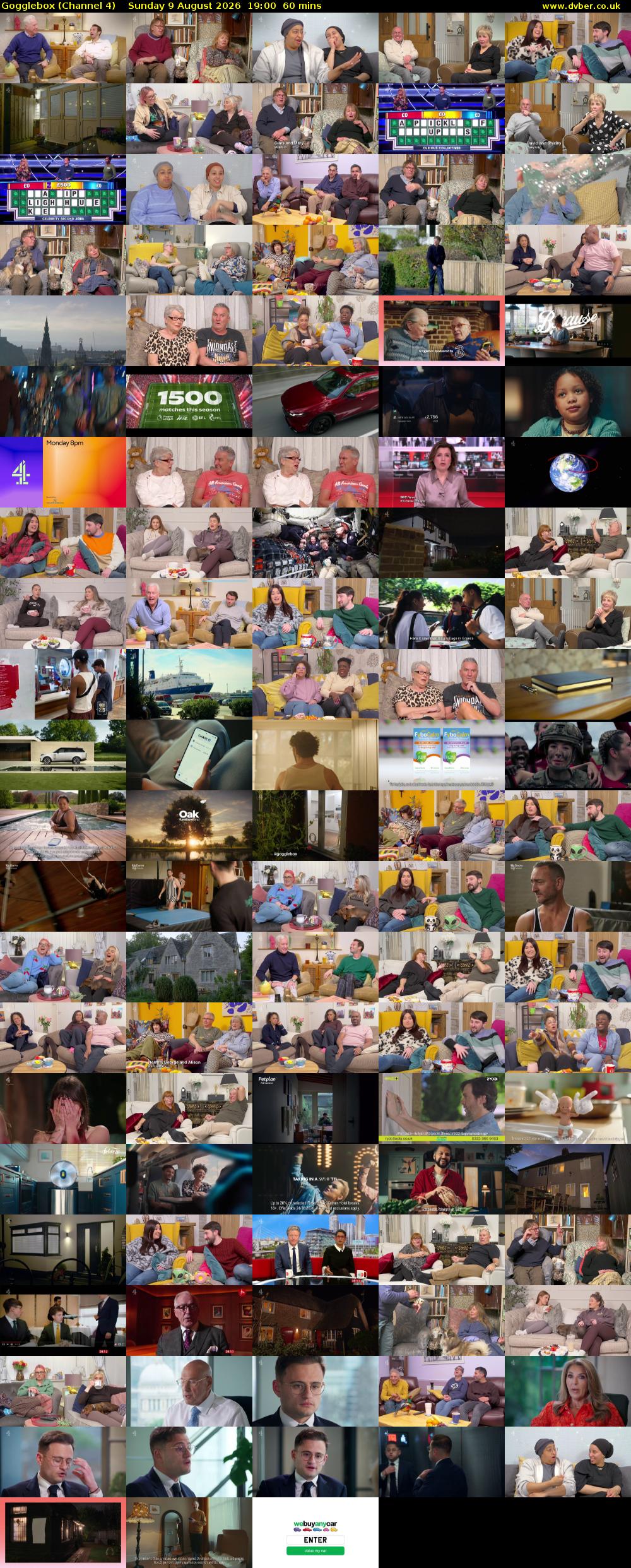 Gogglebox (Channel 4) Sunday 9 August 2026 19:00 - 20:00