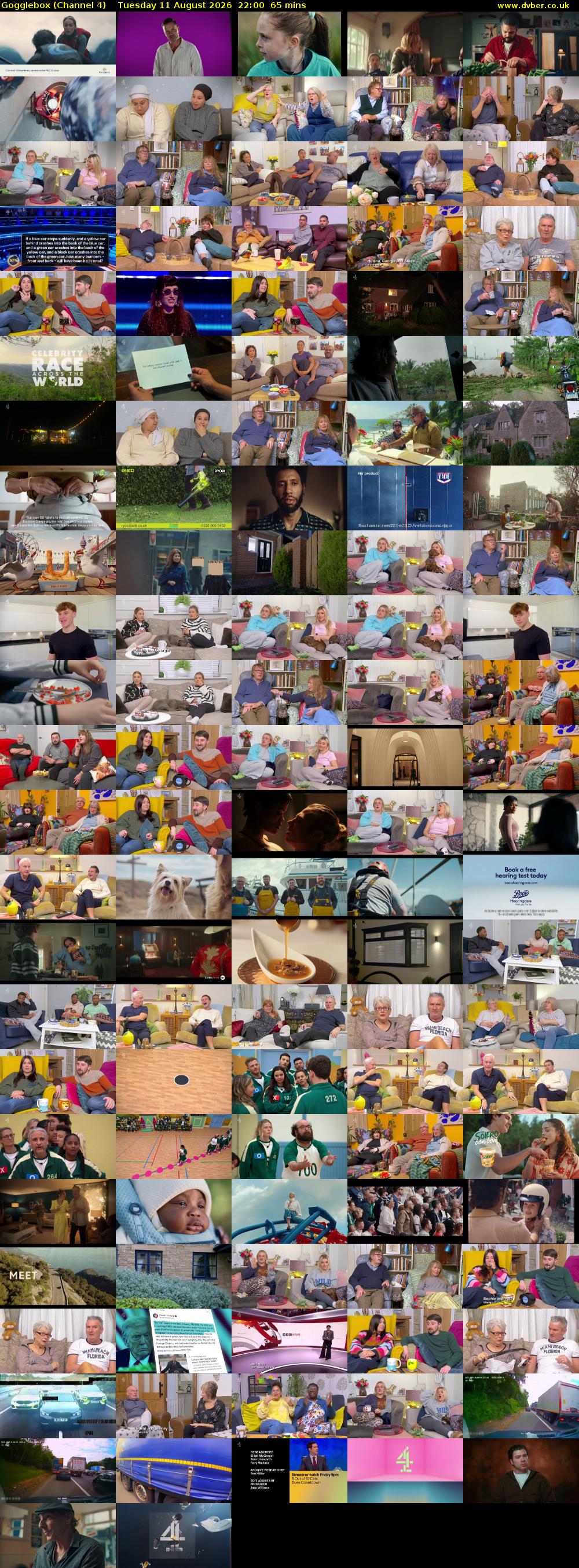 Gogglebox (Channel 4) Tuesday 11 August 2026 22:00 - 23:05