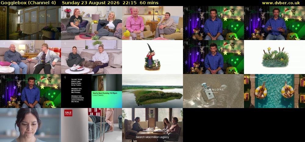 Gogglebox (Channel 4) Sunday 23 August 2026 22:15 - 23:15