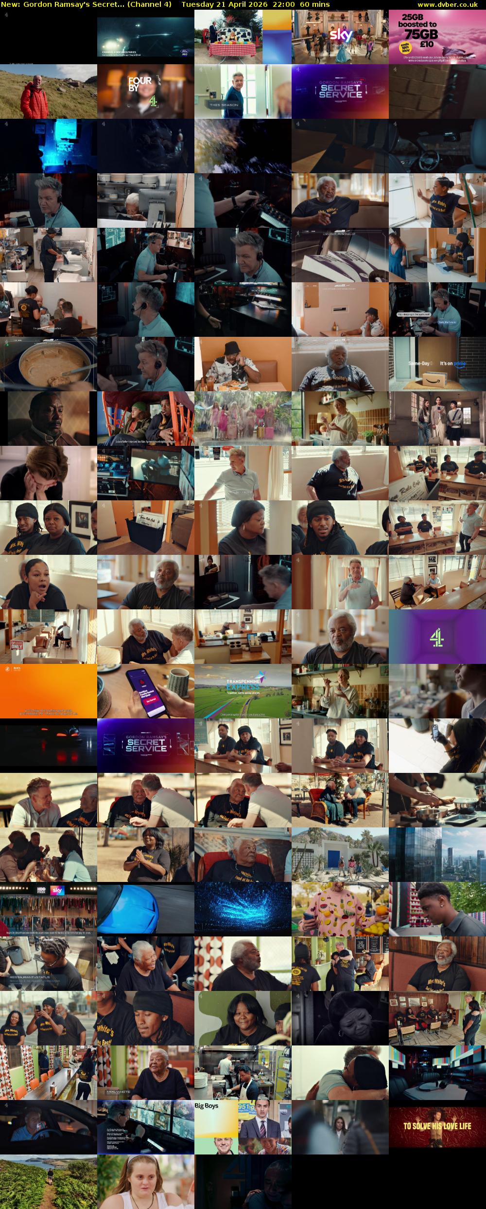 Gordon Ramsay's Secret... (Channel 4) Tuesday 21 April 2026 22:00 - 23:00