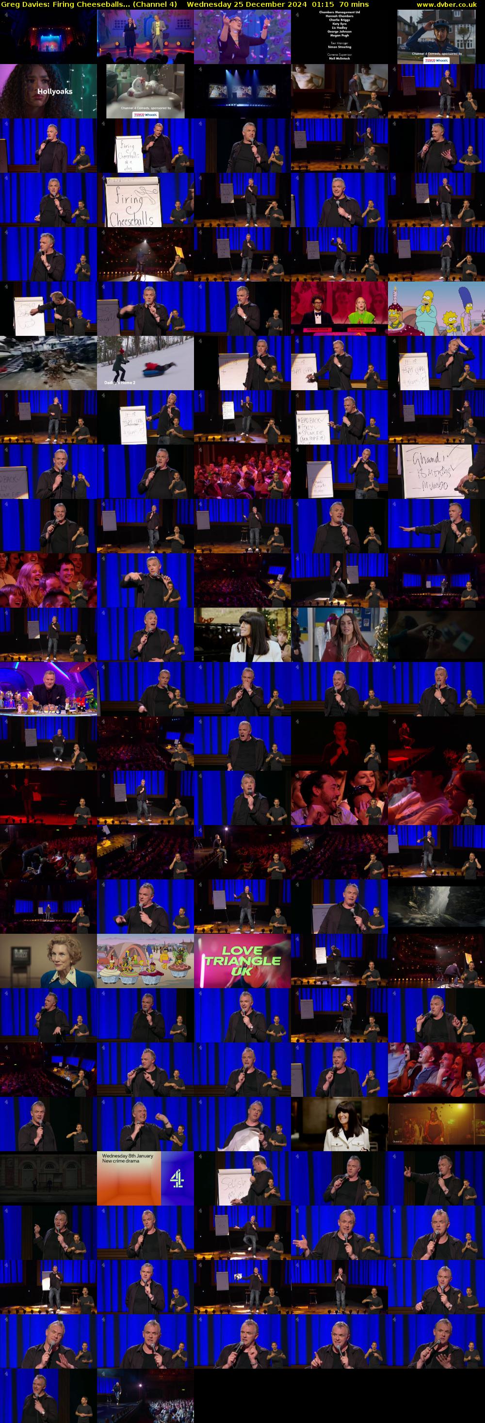 Greg Davies: Firing Cheeseballs... (Channel 4) Wednesday 25 December 2024 01:15 - 02:25