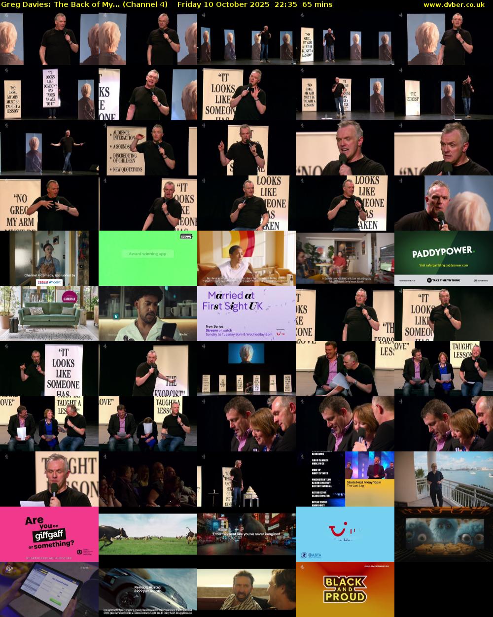 Greg Davies: The Back of My... (Channel 4) Friday 10 October 2025 22:35 - 23:40