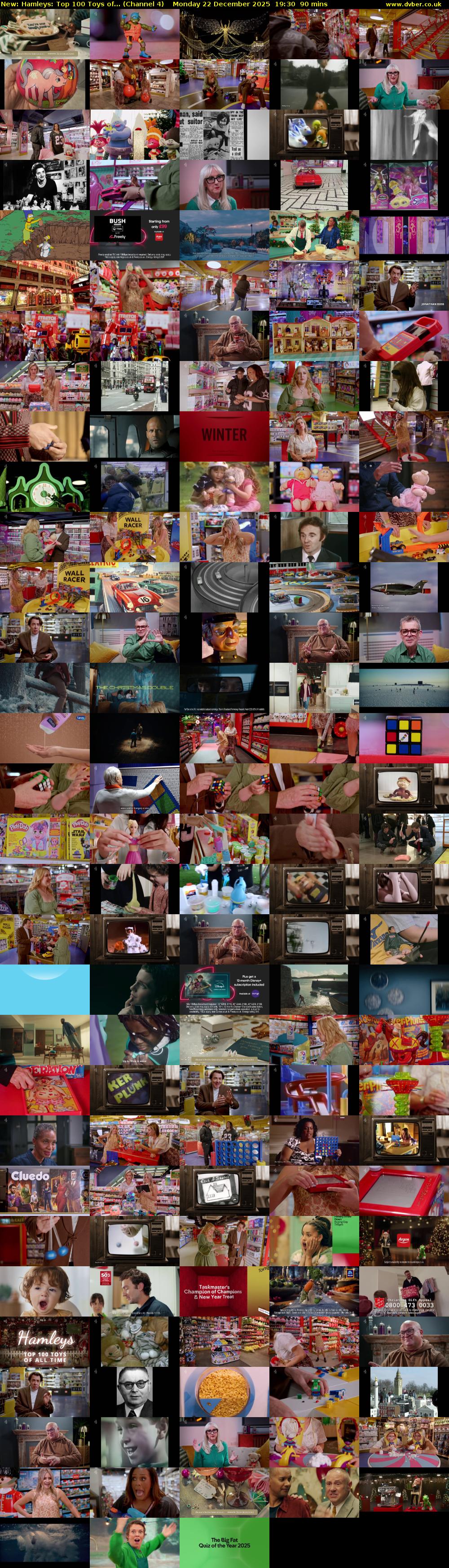 Hamleys: Top 100 Toys of... (Channel 4) Monday 22 December 2025 19:30 - 21:00
