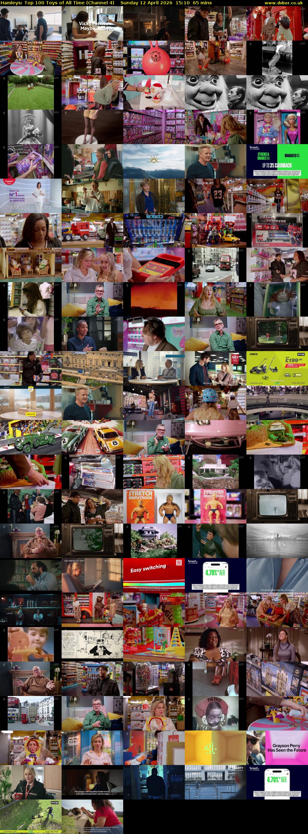 Hamleys: Top 100 Toys of All Time (Channel 4) Sunday 12 April 2026 15:10 - 16:15
