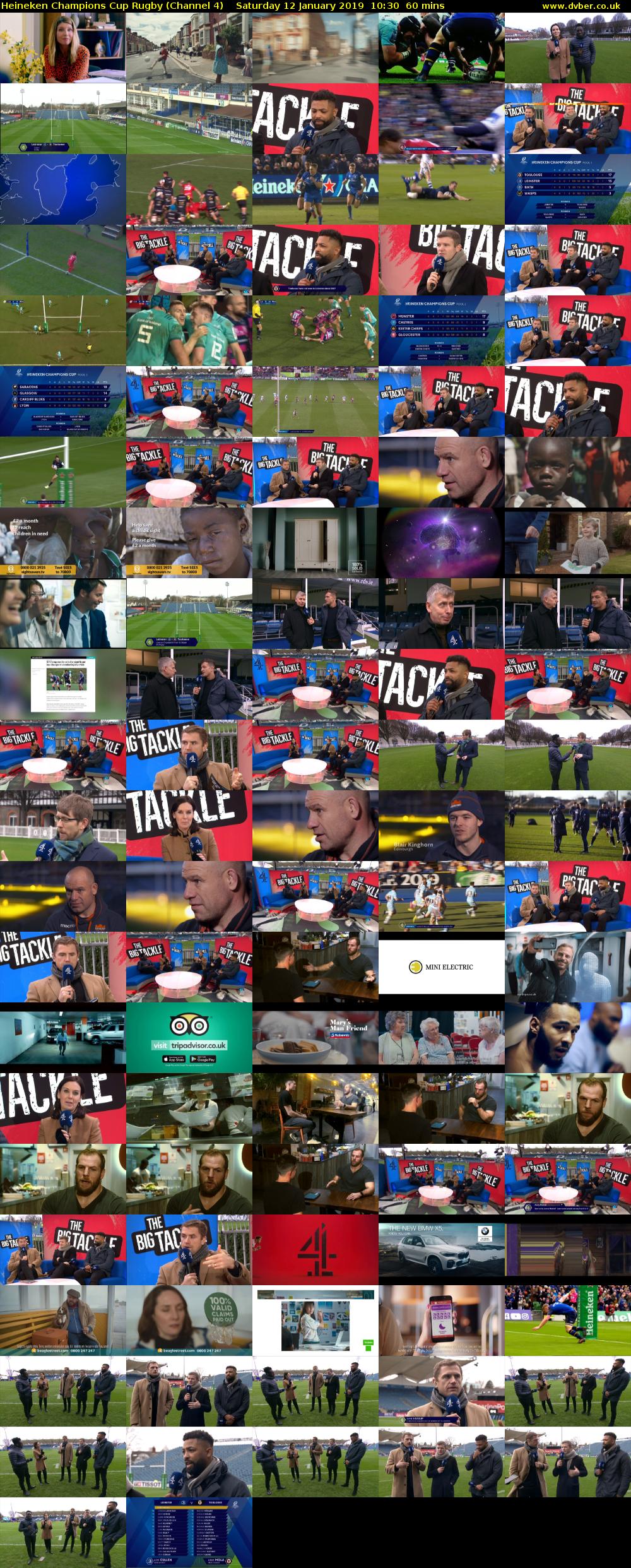 Heineken Champions Cup Rugby (Channel 4) Saturday 12 January 2019 10:30 - 11:30