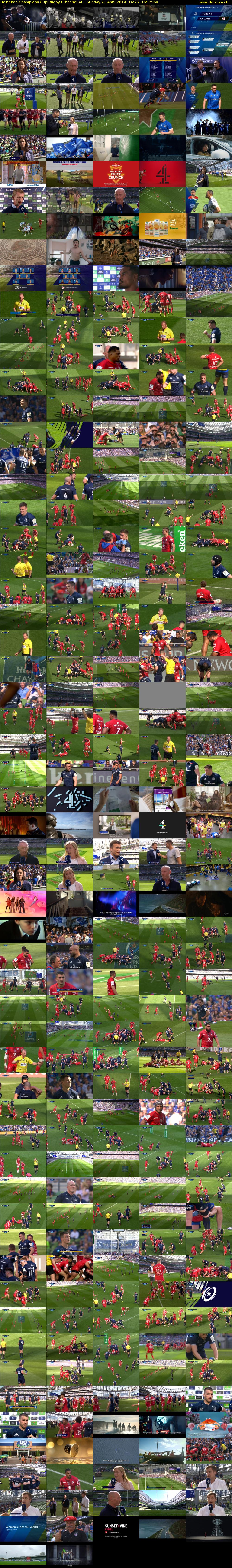 Heineken Champions Cup Rugby (Channel 4) Sunday 21 April 2019 14:45 - 17:30