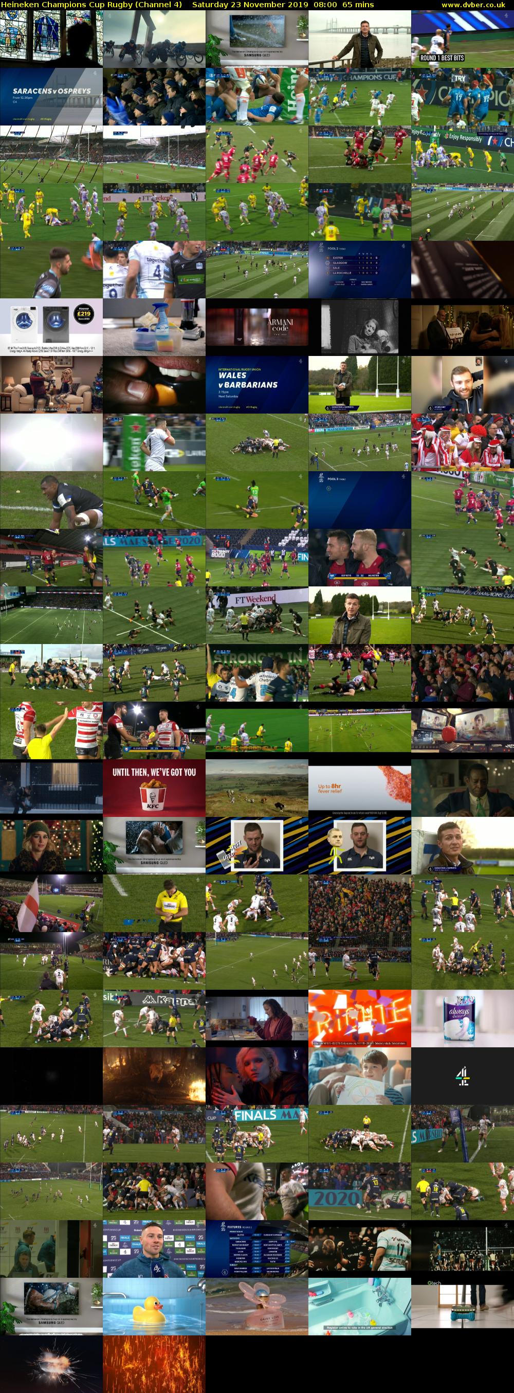 Heineken Champions Cup Rugby (Channel 4) Saturday 23 November 2019 08:00 - 09:05