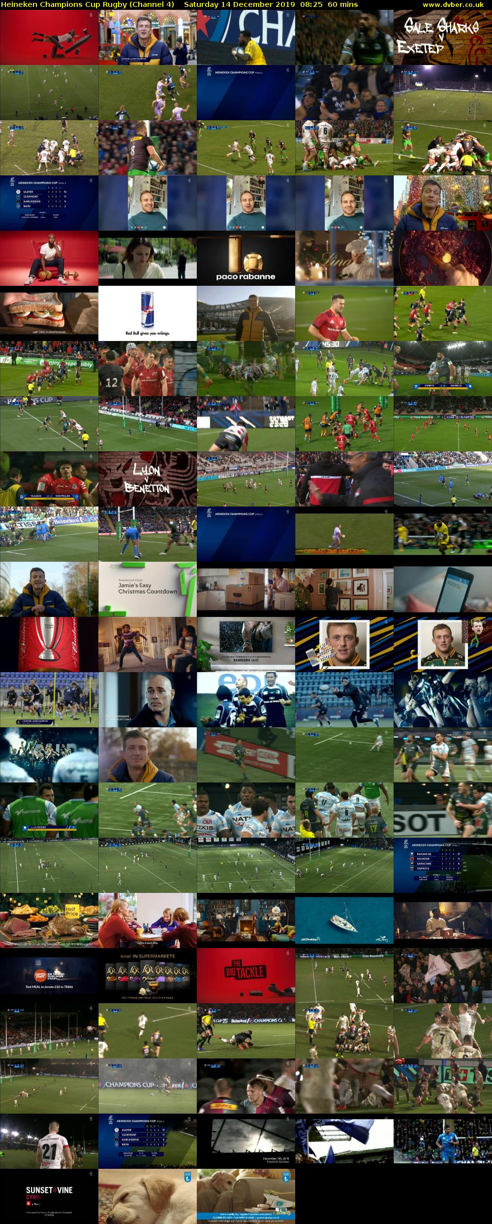 Heineken Champions Cup Rugby (Channel 4) Saturday 14 December 2019 08:25 - 09:25