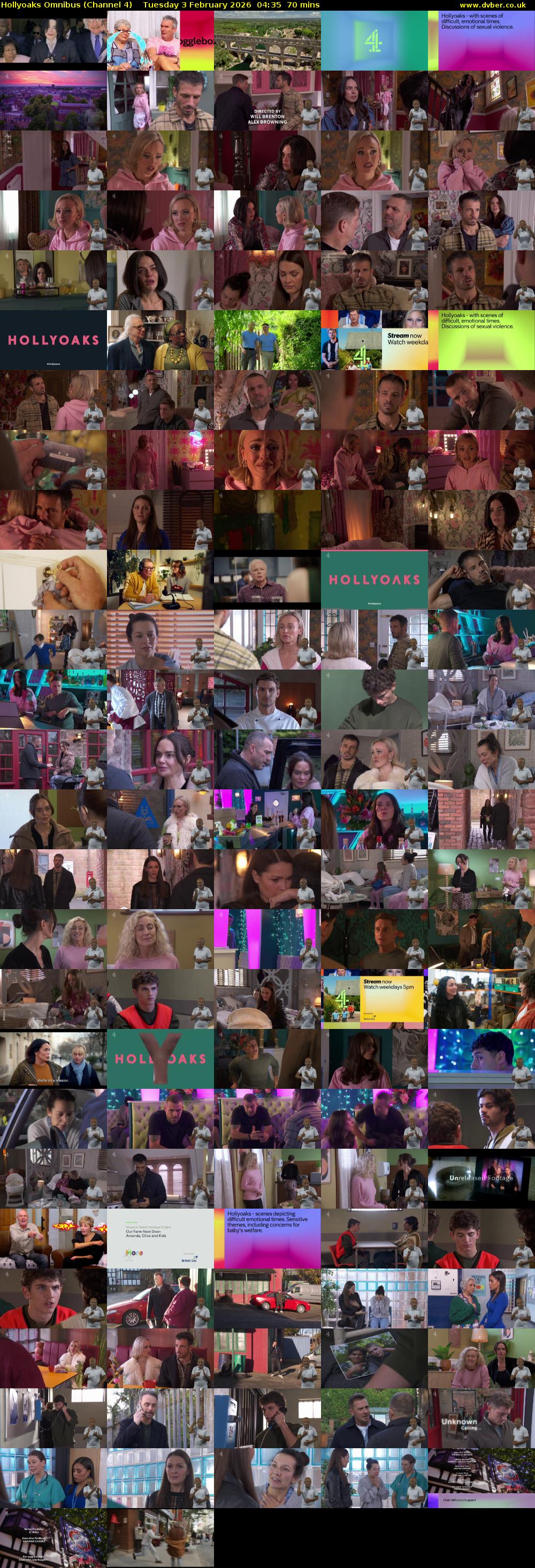 Hollyoaks Omnibus (Channel 4) Tuesday 3 February 2026 04:35 - 05:45
