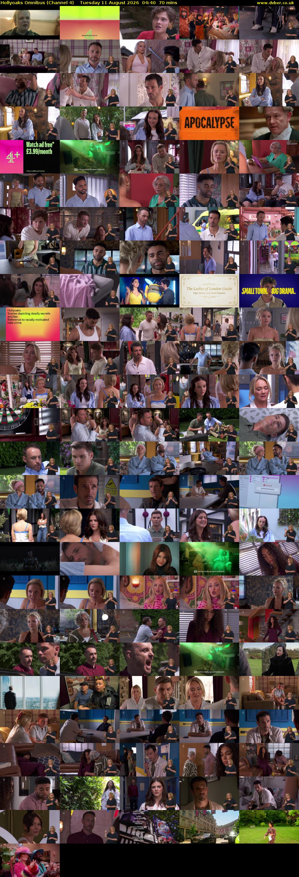 Hollyoaks Omnibus (Channel 4) Tuesday 11 August 2026 04:40 - 05:50