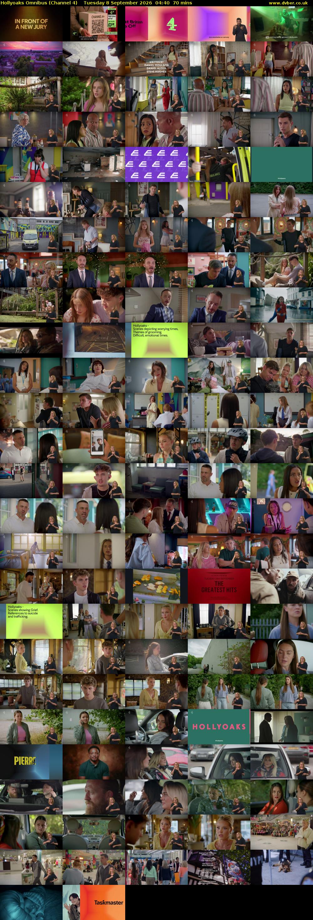 Hollyoaks Omnibus (Channel 4) Tuesday 8 September 2026 04:40 - 05:50