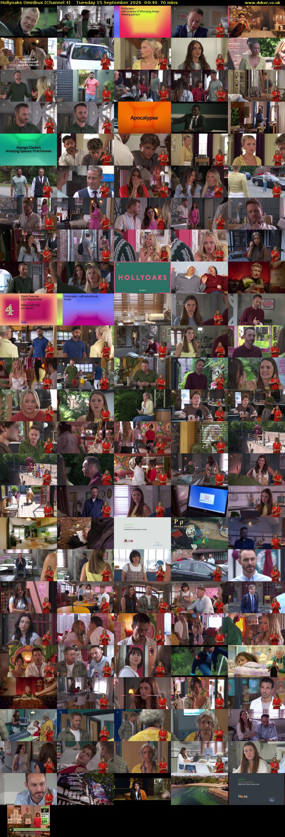 Hollyoaks Omnibus (Channel 4) Tuesday 15 September 2026 04:40 - 05:50