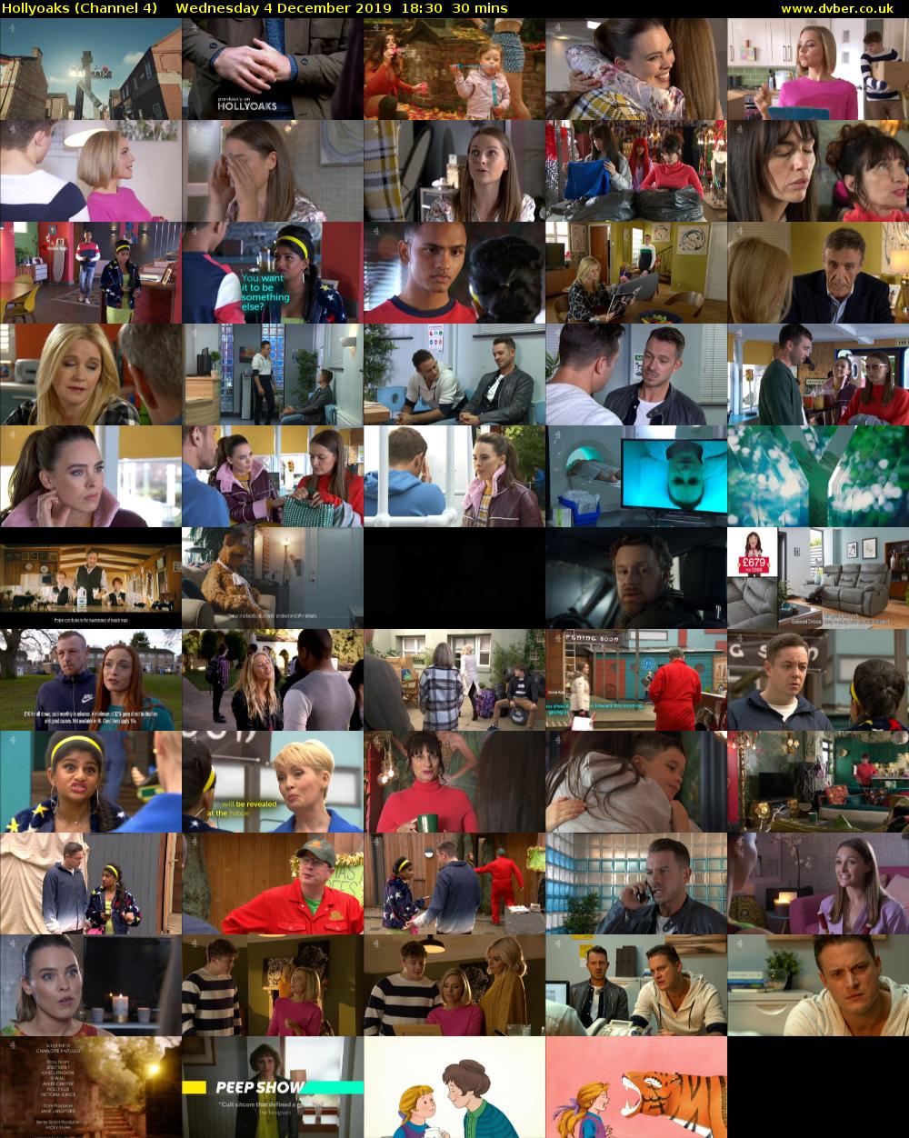 Hollyoaks (Channel 4) Wednesday 4 December 2019 18:30 - 19:00