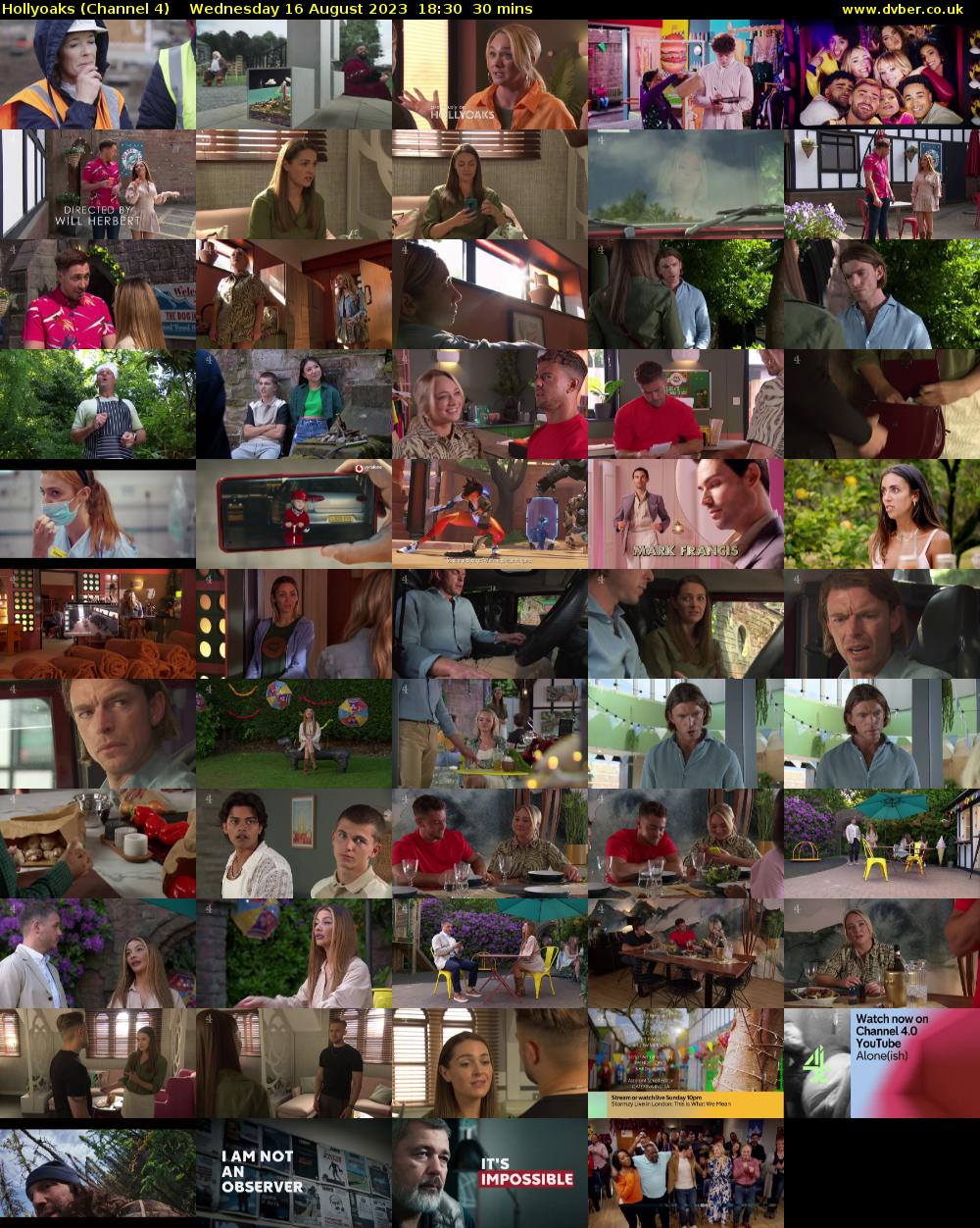 Hollyoaks (Channel 4) Wednesday 16 August 2023 18:30 - 19:00