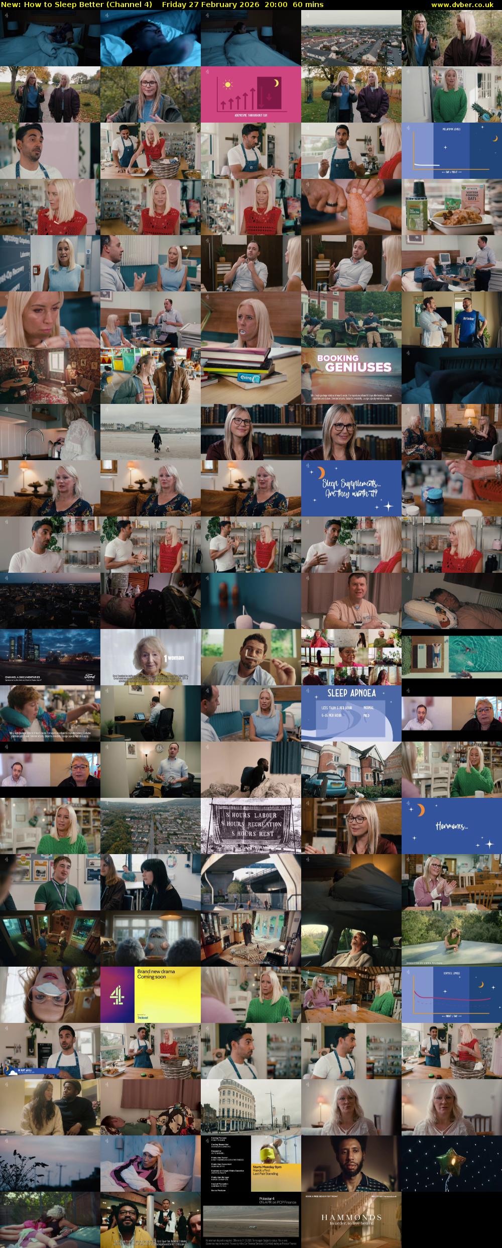 How to Sleep Better (Channel 4) Friday 27 February 2026 20:00 - 21:00