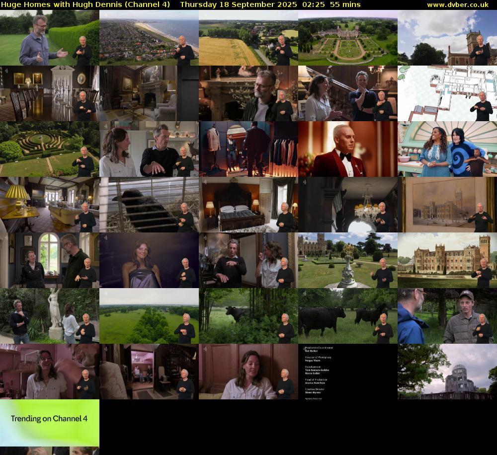 Huge Homes with Hugh Dennis (Channel 4) Thursday 18 September 2025 02:25 - 03:20