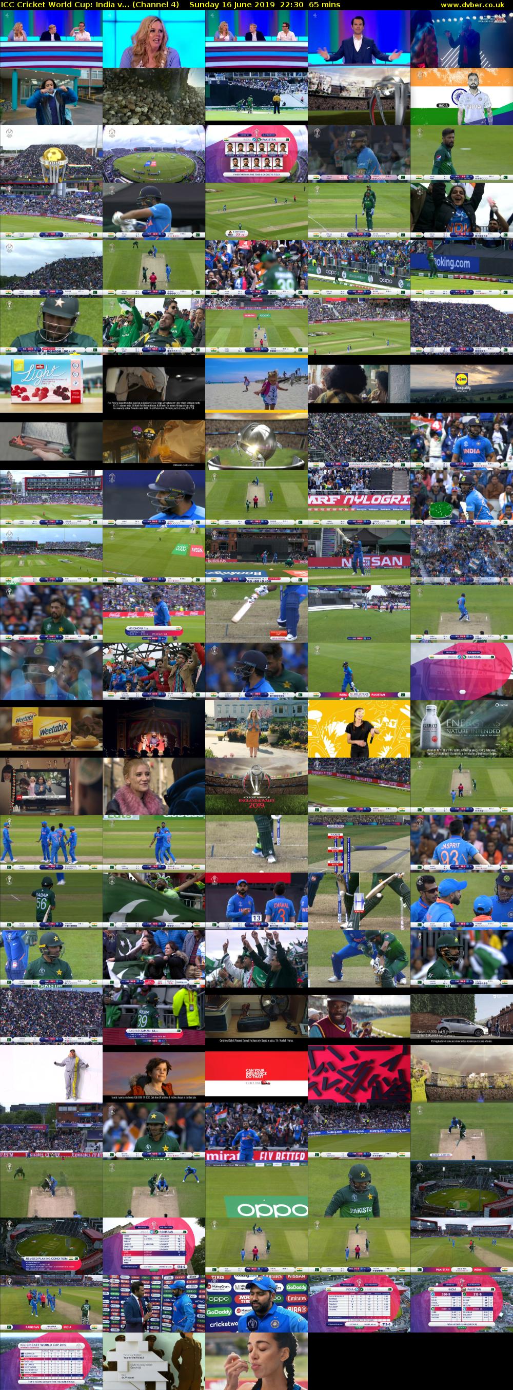 ICC Cricket World Cup: India v... (Channel 4) Sunday 16 June 2019 22:30 - 23:35