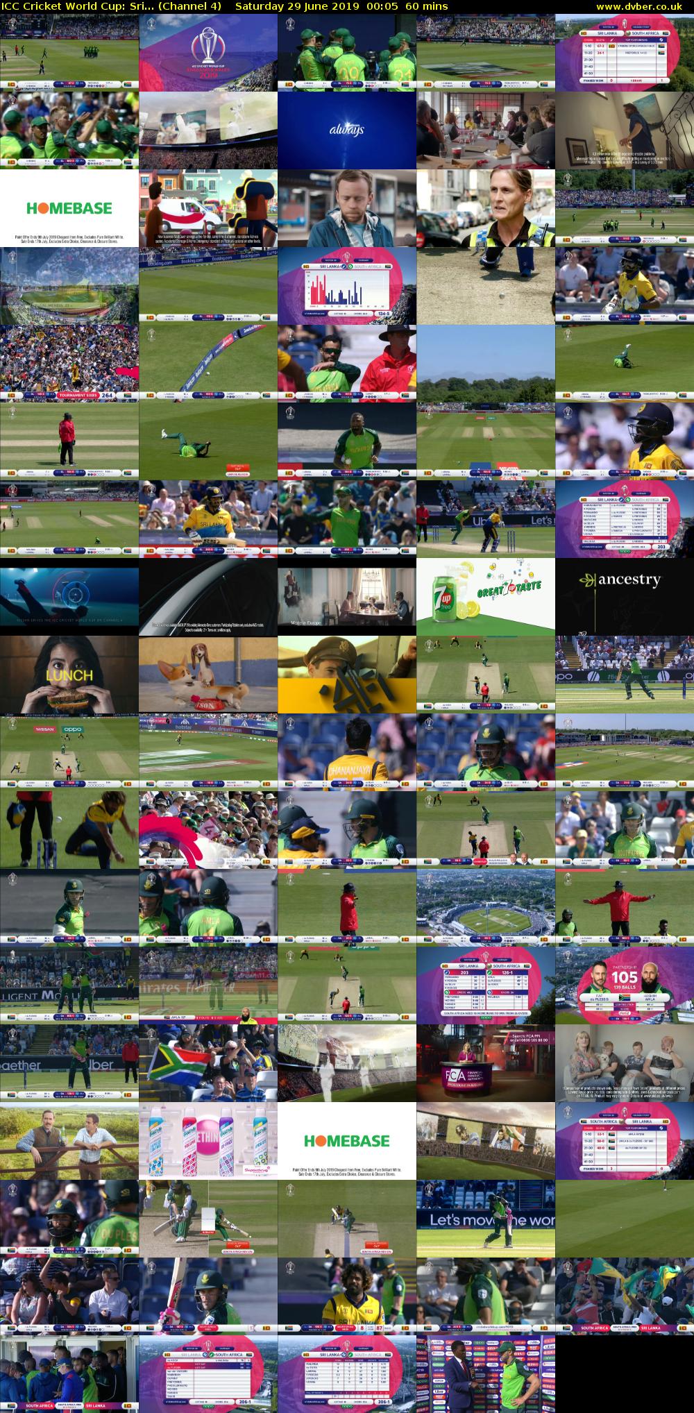 ICC Cricket World Cup: Sri... (Channel 4) Saturday 29 June 2019 00:05 - 01:05