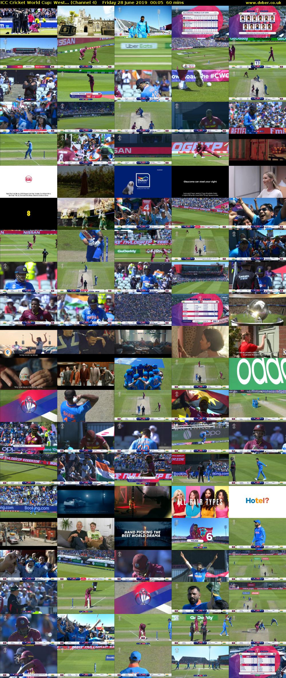 ICC Cricket World Cup: West... (Channel 4) Friday 28 June 2019 00:05 - 01:05