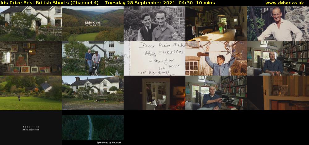 Iris Prize Best British Shorts (Channel 4) Tuesday 28 September 2021 04:30 - 04:40