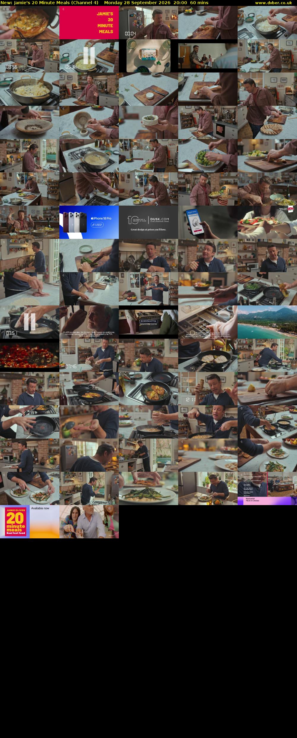 Jamie's 20 Minute Meals (Channel 4) Monday 28 September 2026 20:00 - 21:00