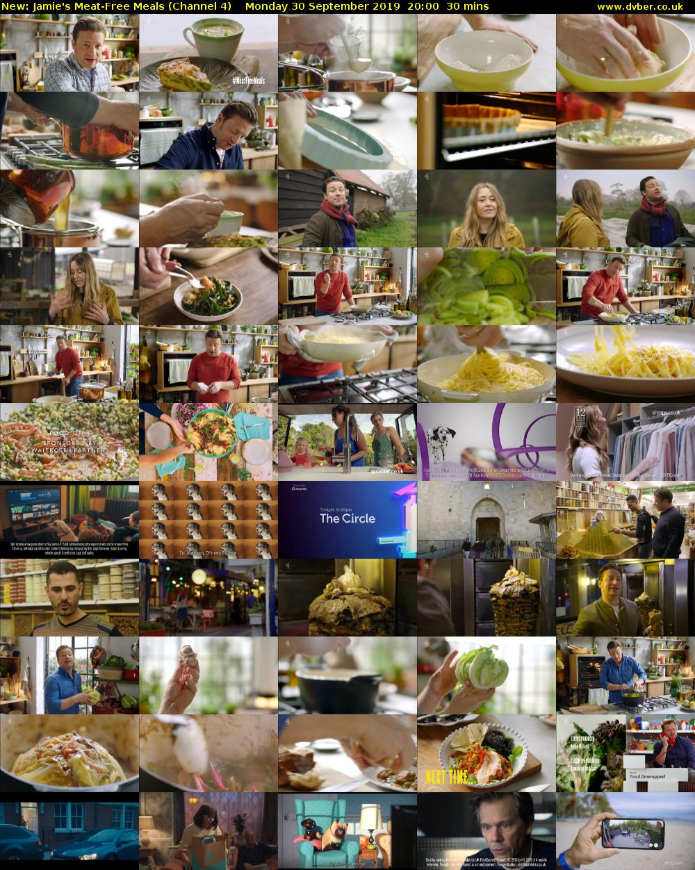 Jamie's Meat-Free Meals (Channel 4) Monday 30 September 2019 20:00 - 20:30