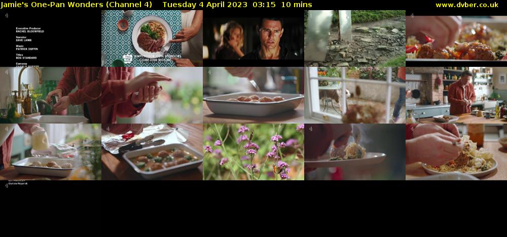Jamie's One-Pan Wonders (Channel 4) Tuesday 4 April 2023 03:15 - 03:25