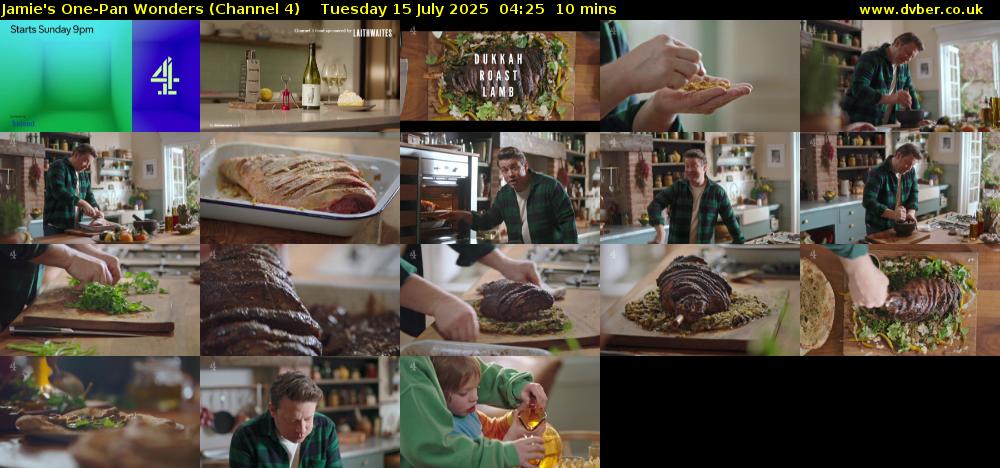 Jamie's One-Pan Wonders (Channel 4) Tuesday 15 July 2025 04:25 - 04:35