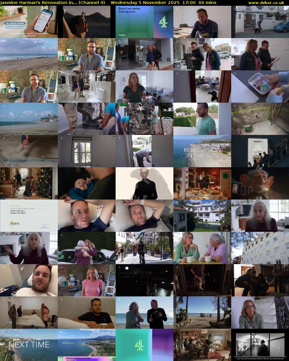 Jasmine Harman's Renovation in... (Channel 4) Wednesday 5 November 2025 17:00 - 18:00