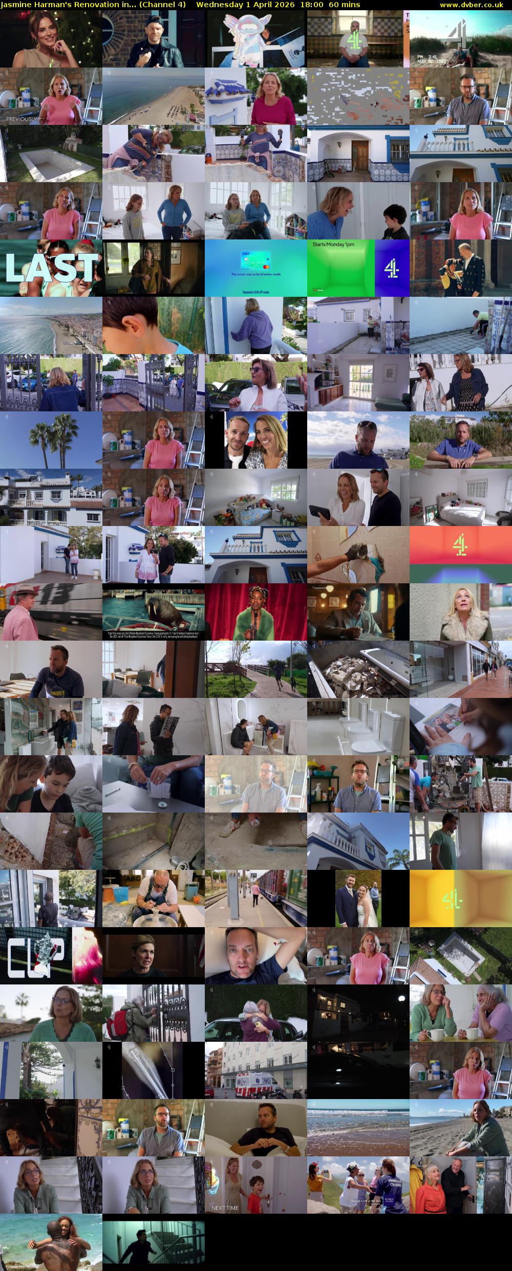 Jasmine Harman's Renovation in... (Channel 4) Wednesday 1 April 2026 18:00 - 19:00