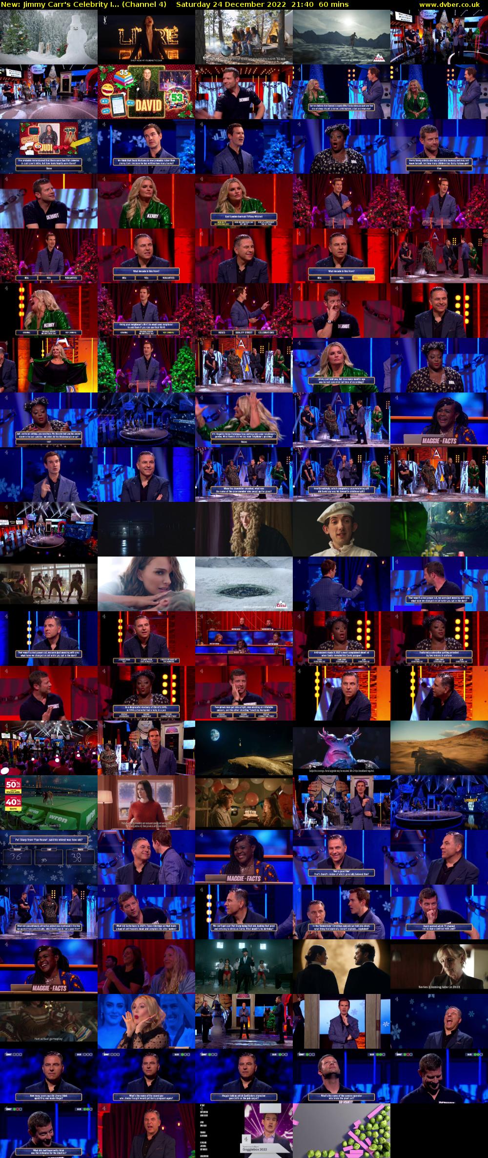 Jimmy Carr's Celebrity I... (Channel 4) Saturday 24 December 2022 21:40 - 22:40