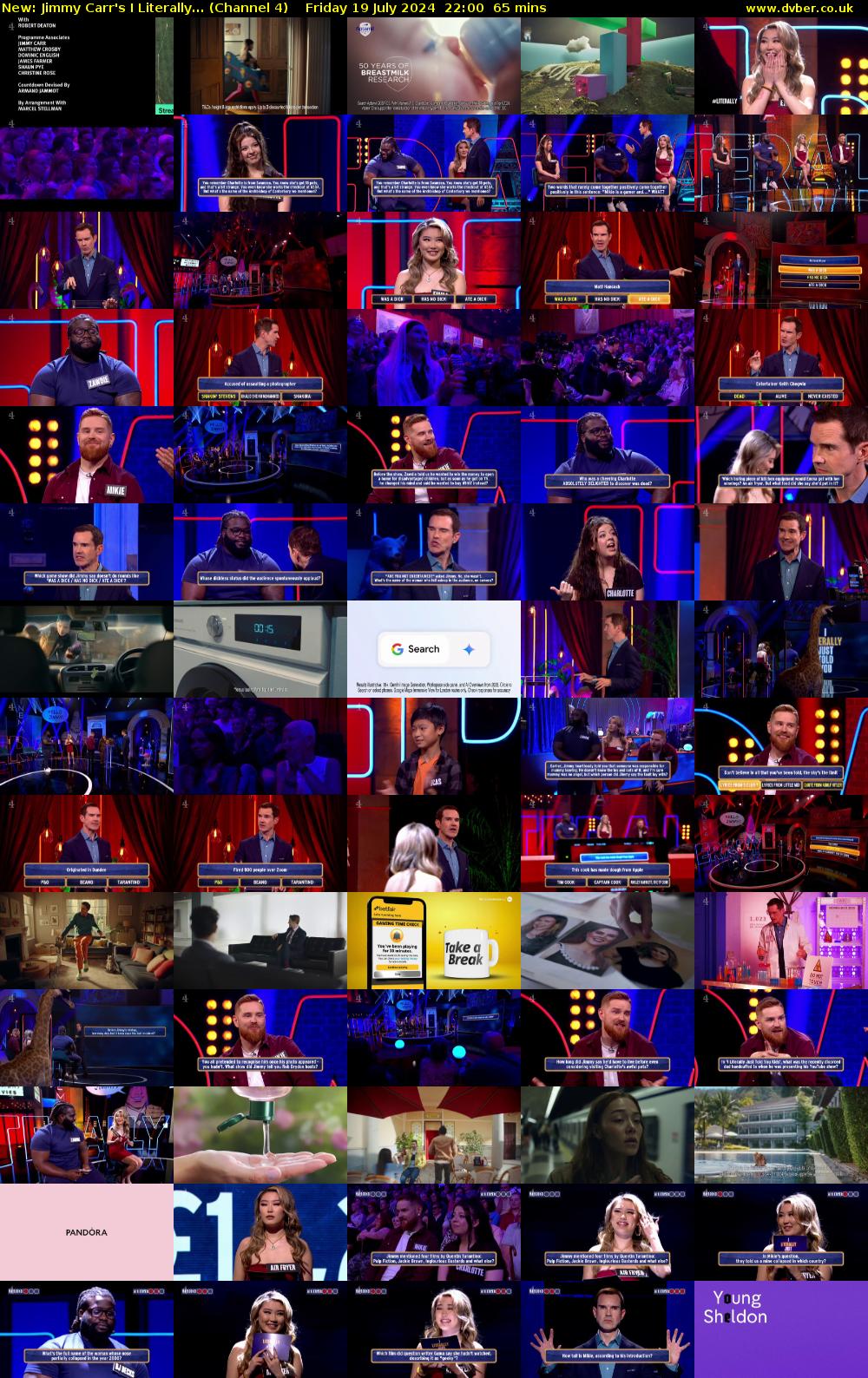 Jimmy Carr's I Literally... (Channel 4) Friday 19 July 2024 22:00 - 23:05