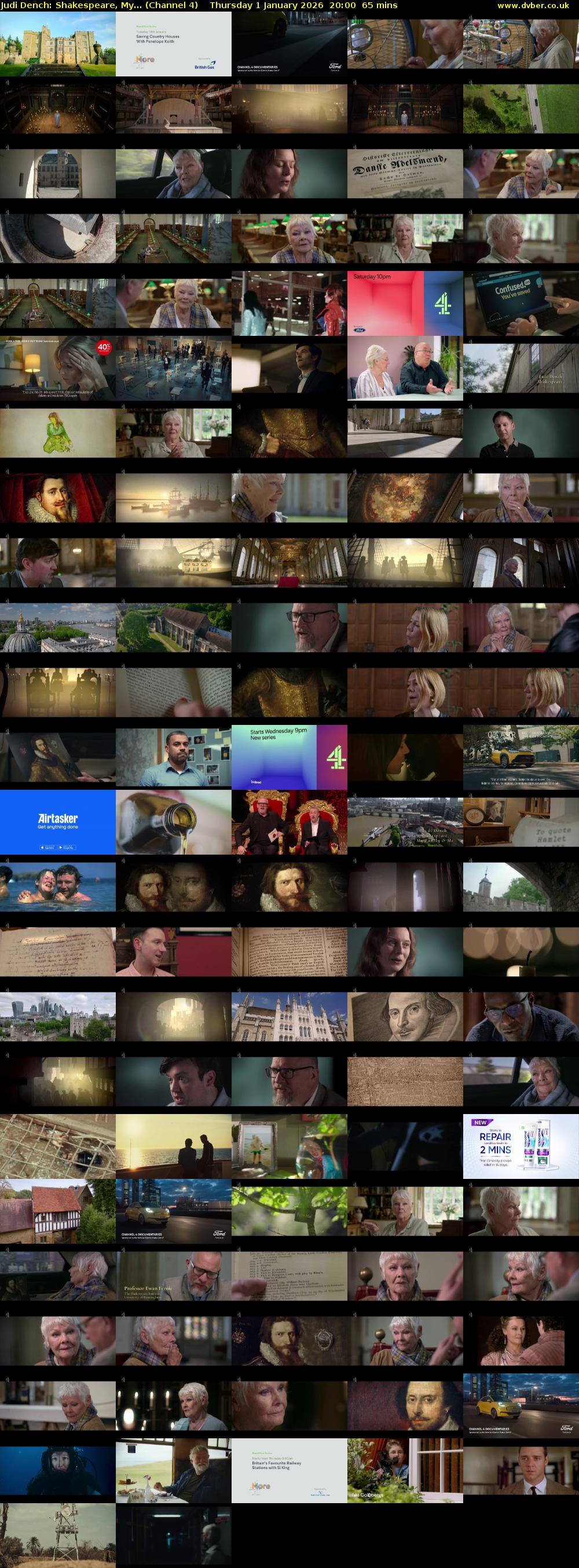 Judi Dench: Shakespeare, My... (Channel 4) Thursday 1 January 2026 20:00 - 21:05