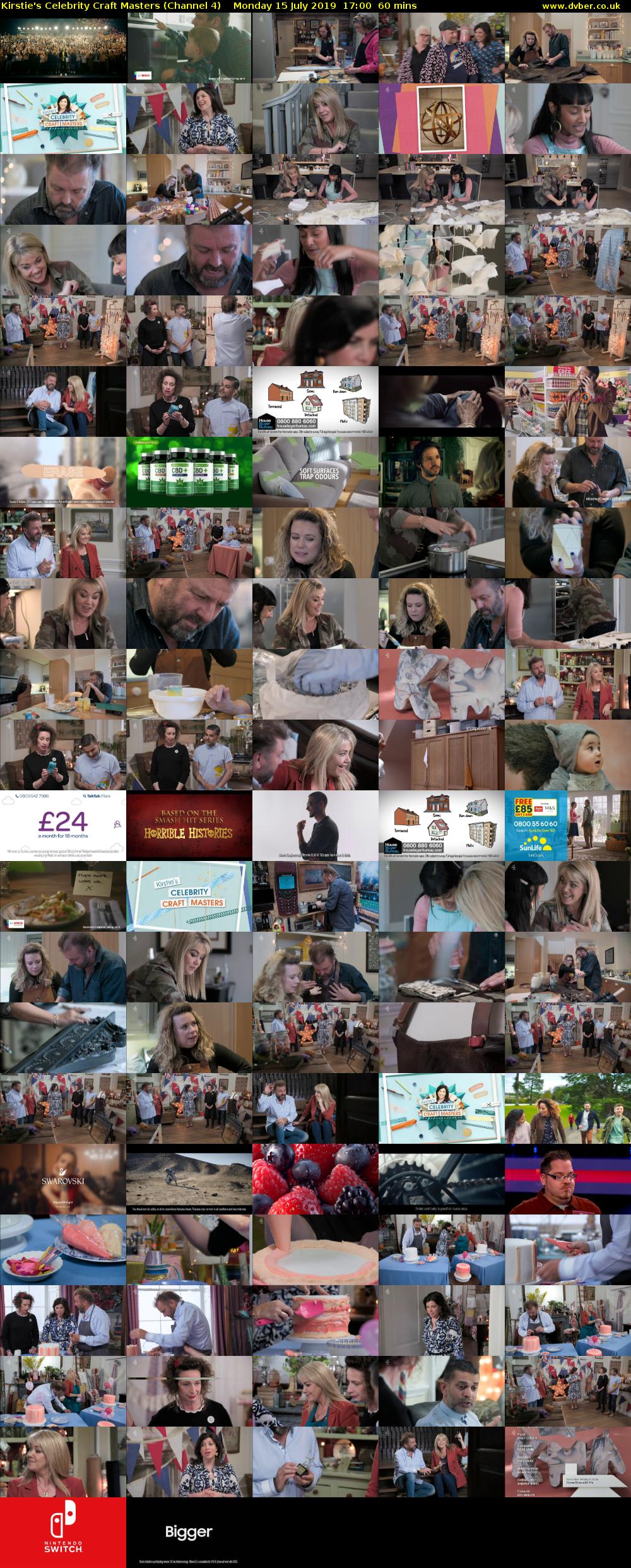 Kirstie's Celebrity Craft Masters (Channel 4) Monday 15 July 2019 17:00 - 18:00