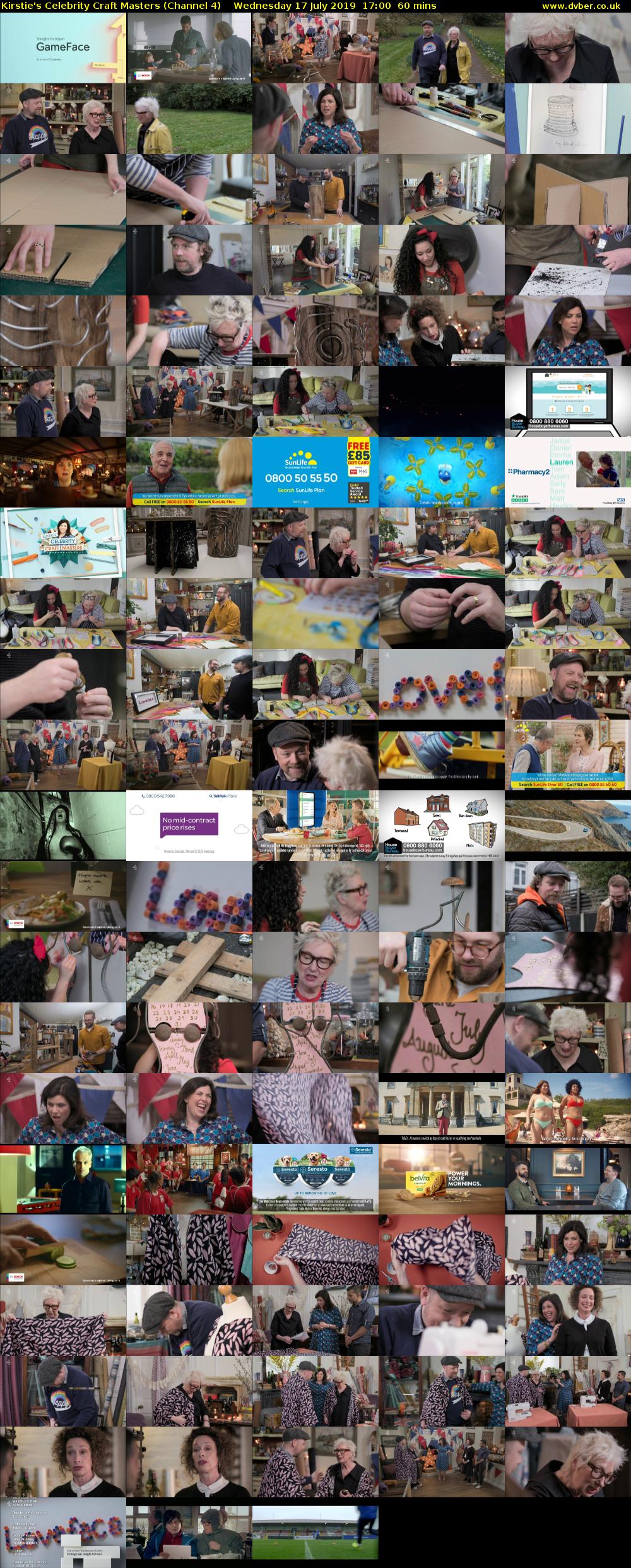 Kirstie's Celebrity Craft Masters (Channel 4) Wednesday 17 July 2019 17:00 - 18:00