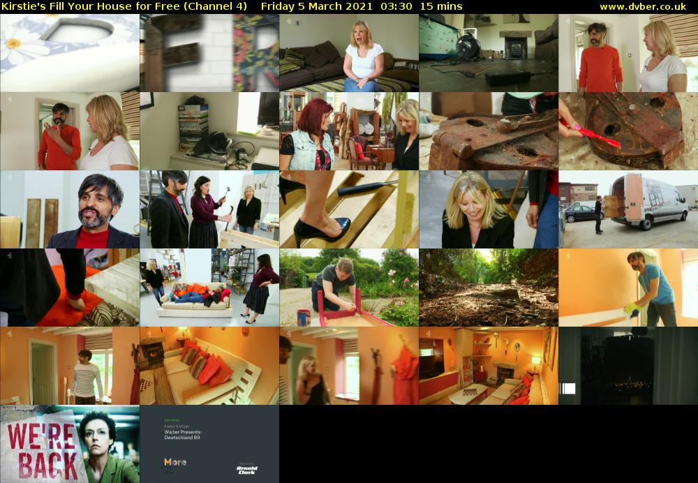 Kirstie's Fill Your House for Free (Channel 4) Friday 5 March 2021 03:30 - 03:45