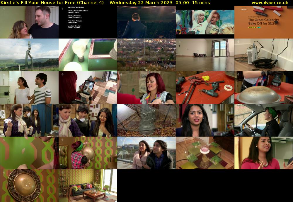 Kirstie's Fill Your House for Free (Channel 4) Wednesday 22 March 2023 05:00 - 05:15