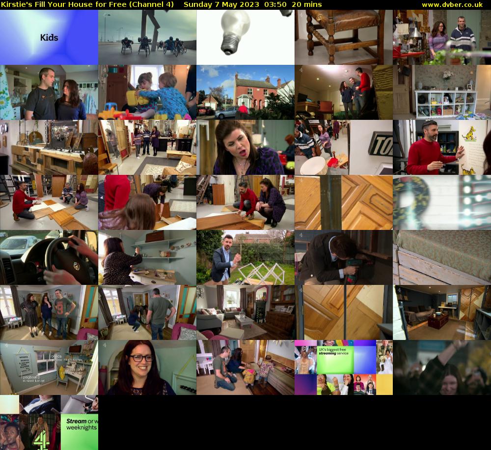 Kirstie's Fill Your House for Free (Channel 4) Sunday 7 May 2023 03:50 - 04:10