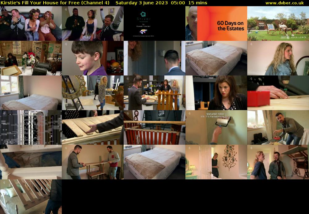 Kirstie's Fill Your House for Free (Channel 4) Saturday 3 June 2023 05:00 - 05:15