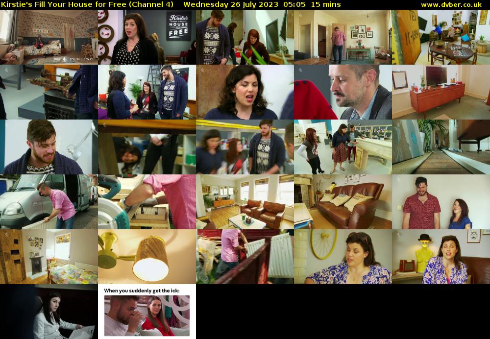 Kirstie's Fill Your House for Free (Channel 4) Wednesday 26 July 2023 05:05 - 05:20