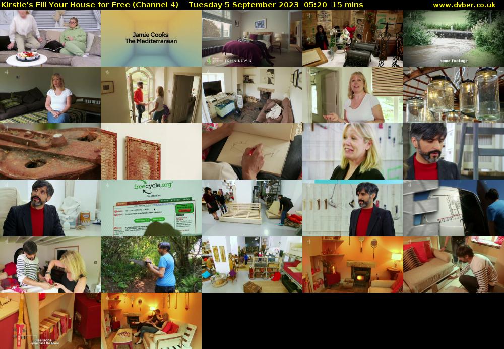 Kirstie's Fill Your House for Free (Channel 4) Tuesday 5 September 2023 05:20 - 05:35