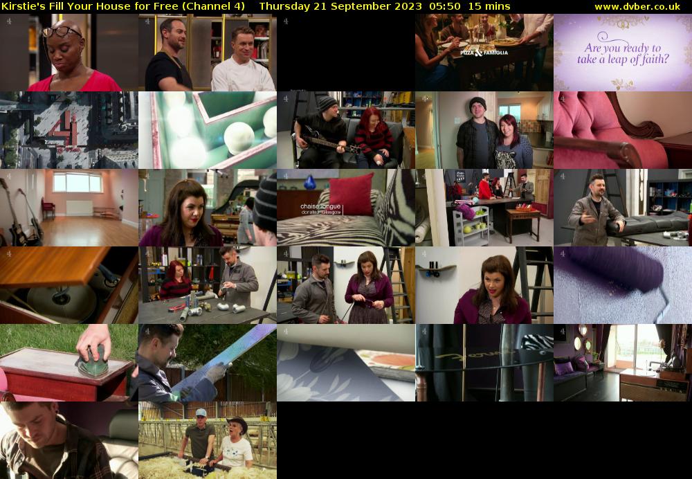 Kirstie's Fill Your House for Free (Channel 4) Thursday 21 September 2023 05:50 - 06:05