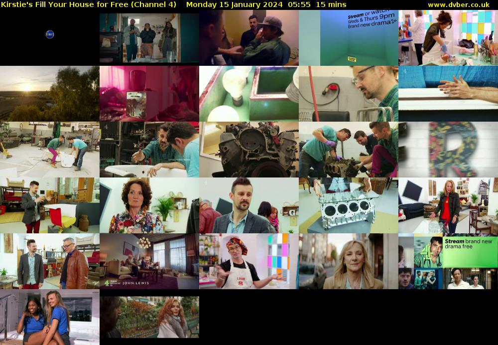 Kirstie's Fill Your House for Free (Channel 4) Monday 15 January 2024 05:55 - 06:10